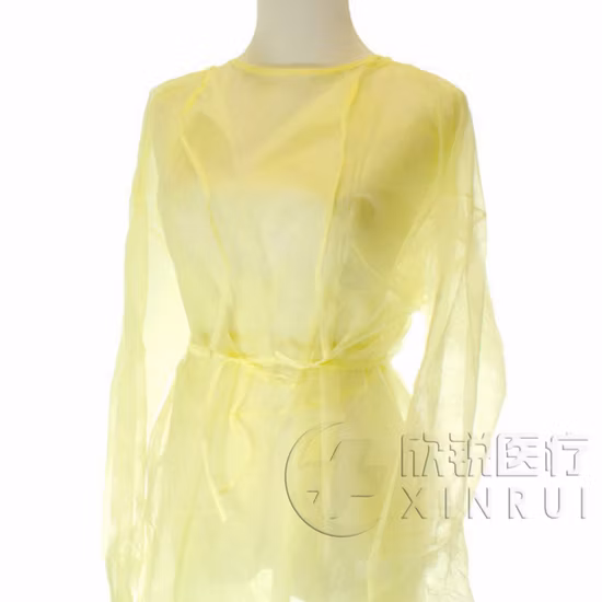 Combinaison non tissée jetable Robe d'isolation standard étanche à l'eau avec manchette élastique